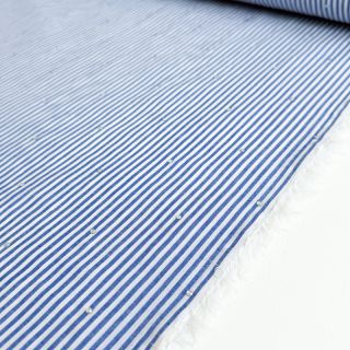 Cotton fabric YARN DYED Stripes with studs blue