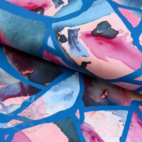 Cotton fabric SATIN Resonate blue digital print