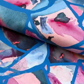 Cotton fabric SATIN Resonate blue digital print