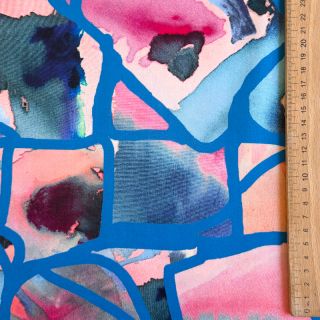 Cotton fabric SATIN Resonate blue digital print