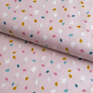 Cotton fabric Little birds powder