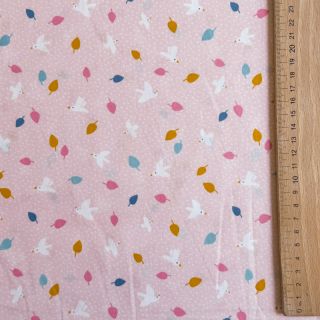 Cotton fabric Little birds powder