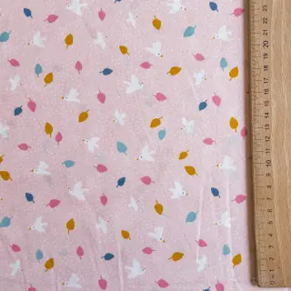 Cotton fabric Little birds powder
