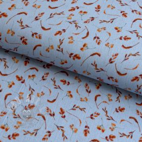 Double gauze/muslin Leaves field light blue