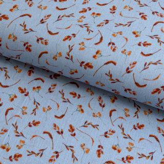 Double gauze/muslin Leaves field light blue