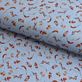 Double gauze/muslin Leaves field light blue