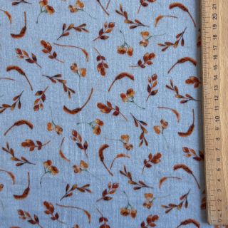 Double gauze/muslin Leaves field light blue