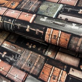 Decoration fabric Suitcases grey digital print