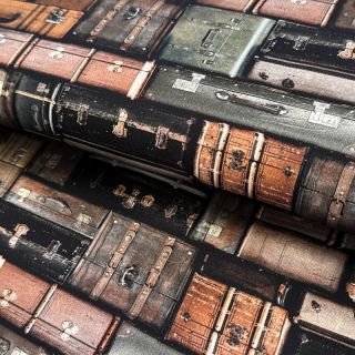 Decoration fabric Suitcases grey digital print