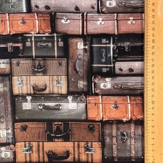 Decoration fabric Suitcases grey digital print