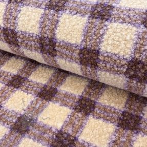 Coat fabric BOUCLÉ checks grape