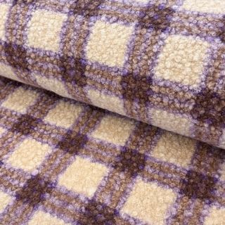 Coat fabric BOUCLÉ checks grape