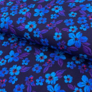 Jersey Hannah flowers blue digital print