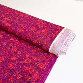 Viscose POPLIN STRETCH Flowers fuchsia digital print