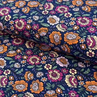 Jersey Flowers tossed navy