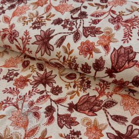 Jersey Cotton-Linen Flowers cognac digital print