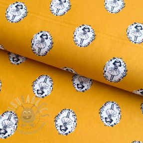 Cotton fabric Arlequeen medailon ochre