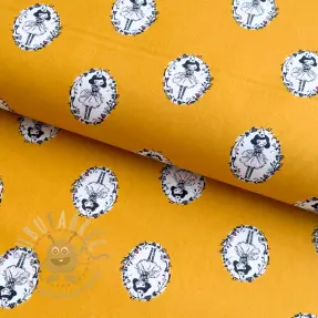 Cotton fabric Arlequeen medailon ochre