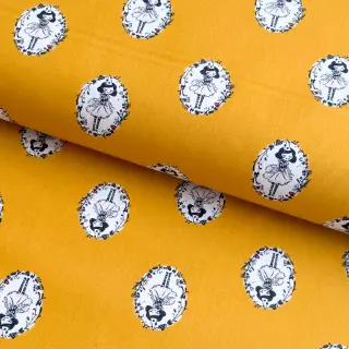 Cotton fabric Arlequeen medailon ochre