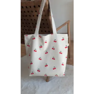 Decoration fabric Linenlook Cherries natural