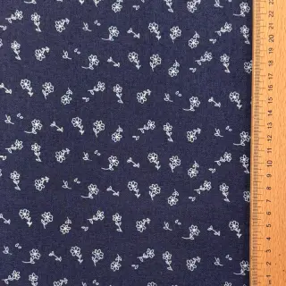 JEANS STRETCH Small retro flowers dark blue