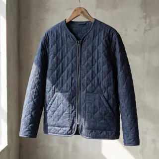 Stepped fabric JEANS marine