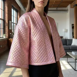 Stepped fabric Fancy diamonds light pink