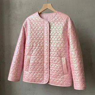 Stepped fabric Fancy hearts light pink