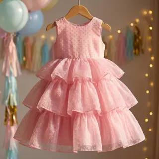 Tulle netting DOTS pink