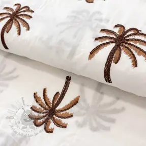 Cotton fabric VOILE EMBROIDERY Palm brown