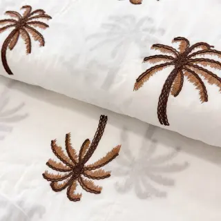 Cotton fabric VOILE EMBROIDERY Palm brown