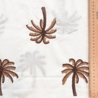Cotton fabric VOILE EMBROIDERY Palm brown