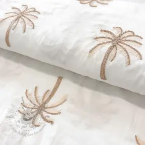 Cotton fabric VOILE EMBROIDERY Palm cream