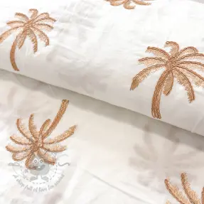Cotton fabric VOILE EMBROIDERY Palm naturals