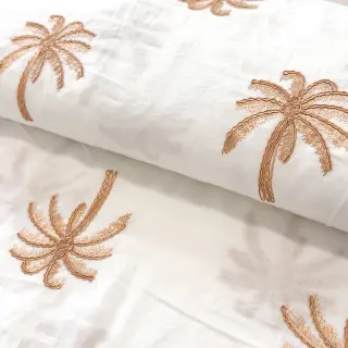 Cotton fabric VOILE EMBROIDERY Palm naturals