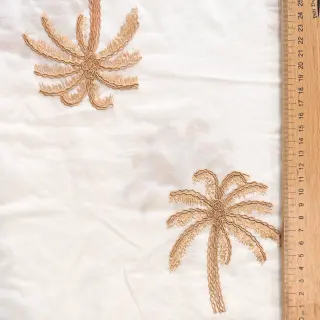 Cotton fabric VOILE EMBROIDERY Palm naturals