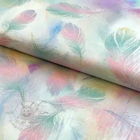 Cotton fabric VOILE Feathers digital print
