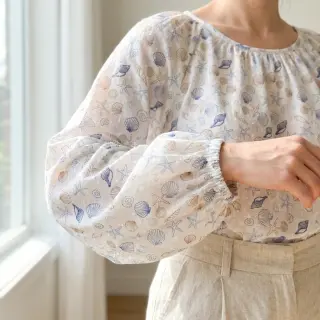 Cotton fabric DOBBY Shells digital print