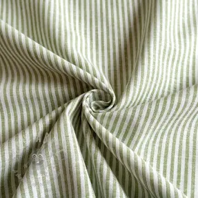 Linen cotton Stripe green