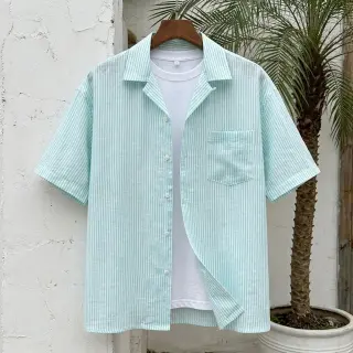 Linen cotton Stripe mint
