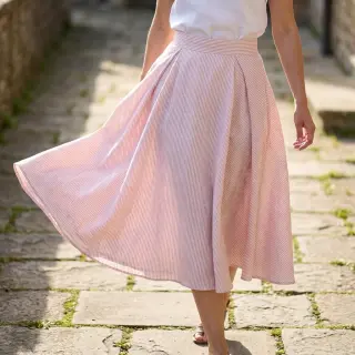 Linen cotton Stripe rose