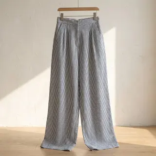Linen cotton Stripe navy