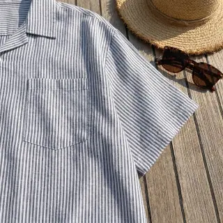 Linen cotton Stripe navy