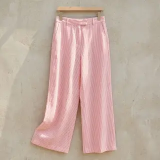 Linen cotton Stripe salmon