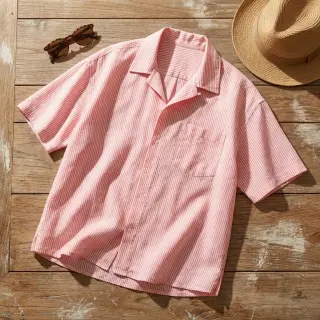 Linen cotton Stripe salmon