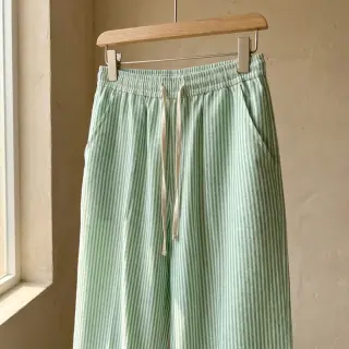 Linen cotton Stripe dark green