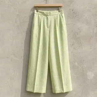 Linen cotton Stripe lime