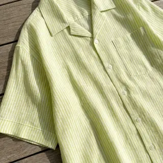 Linen cotton Stripe lime