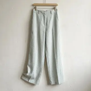 Linen cotton Stripe pastel green