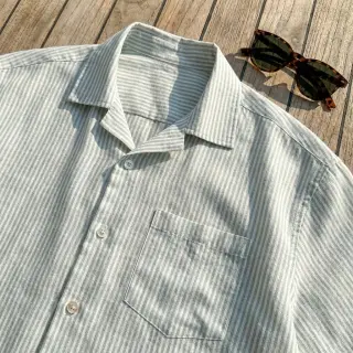 Linen cotton Stripe pastel green